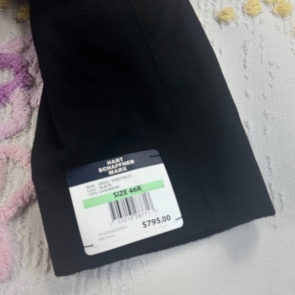 Hart Schaffner Marx Sheffield Black 100% Cashmere Wool Overcoat Size 46R - Picture 8 of 9